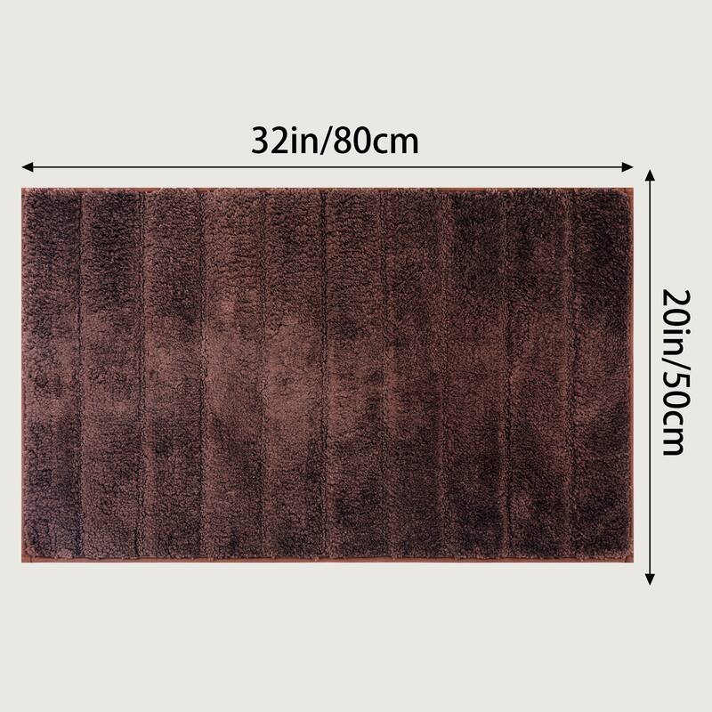 Soft Stripe Bathroom Rug, Rubber Backing Quick Dry Microfiber Rugs Non Slip Absorbent Mat for Shower Floor, Bath Decor