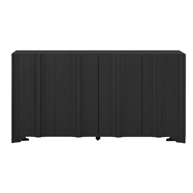 4-Door Sideboard Adorned with Intricate Linear Accents