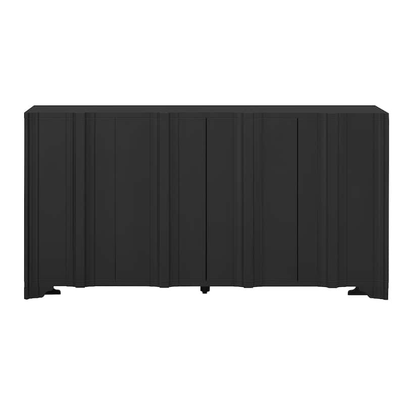 Roomfitters 4-Door Sideboard Buffet Cabinet with Textured Panel Design, Modern Storage Console for Living Room