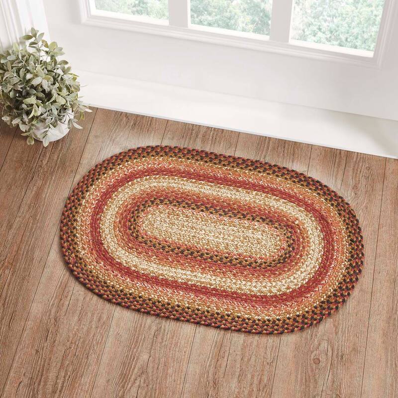 Ginger Spice Jute Rug Oval w/ Pad 20x30 - 20" x 30" Oval - 20" x 30" Oval - Orange