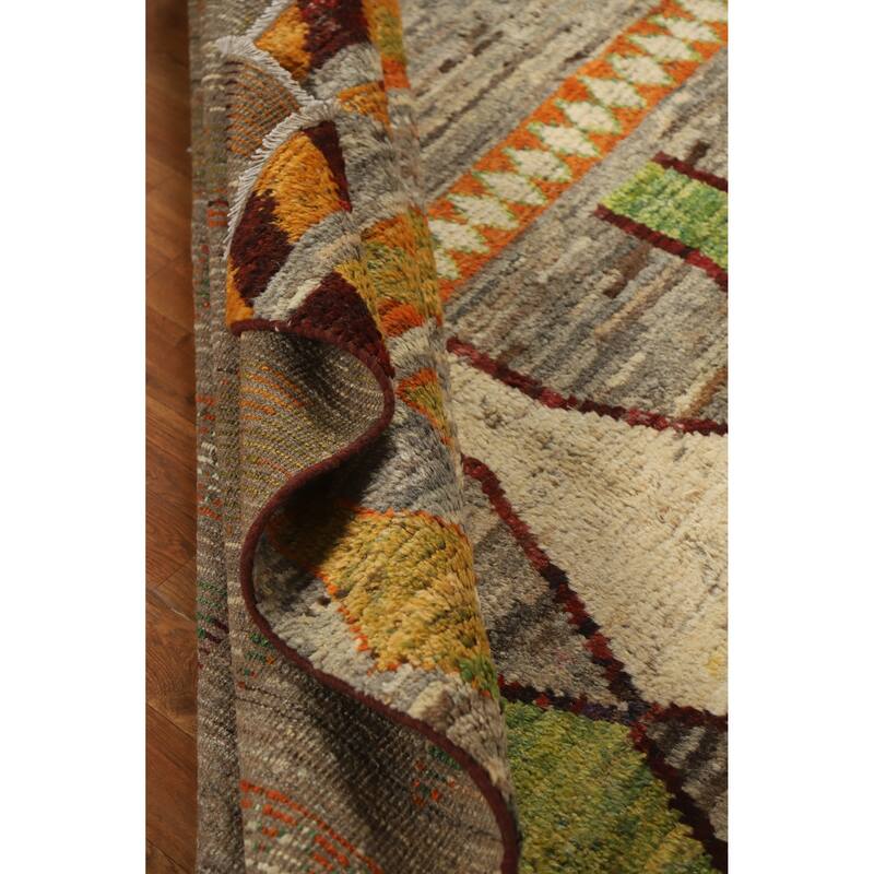 Geometric Moroccan Oriental Area Rug Handmade Multi-Color Wool Carpet - 7'2" x 10'0"