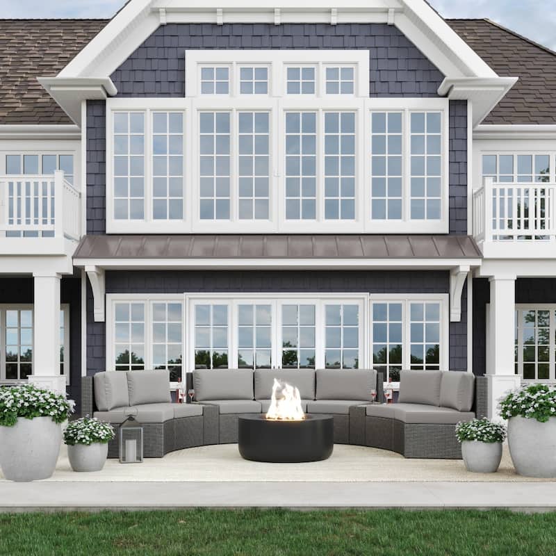 Martha Stewart 2PK Outdoor Modular Rattan Wicker Patio Curved Sectional Sofa Seats - 33"W x 31"D x 30"H