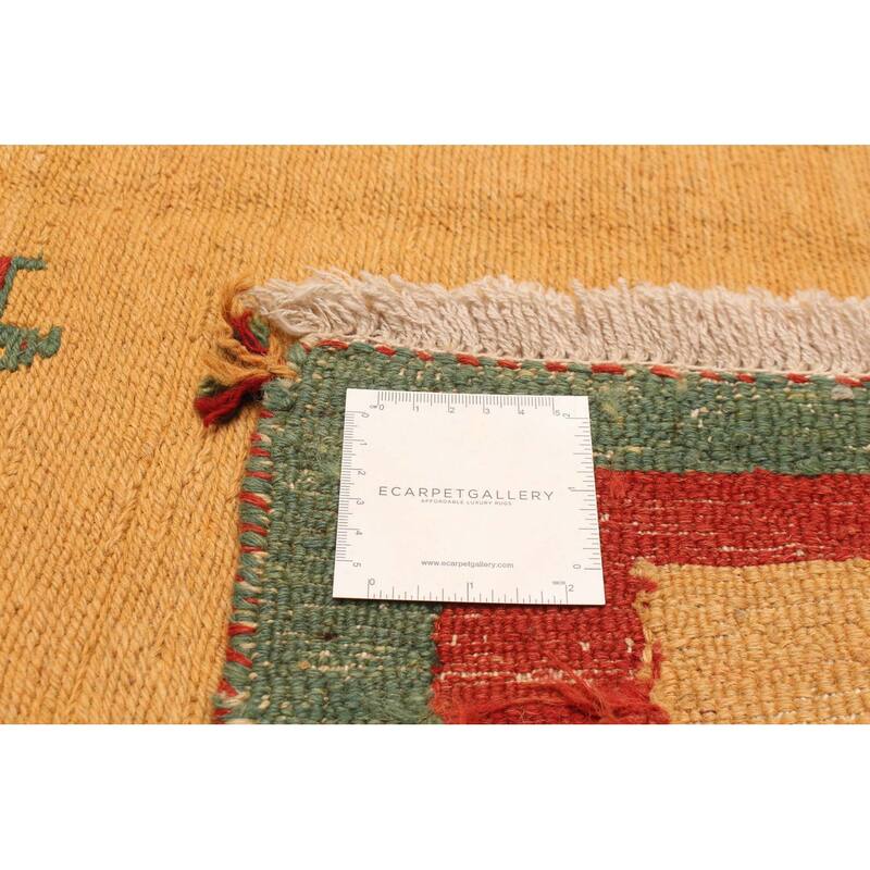 ECARPETGALLERY Flat-Weave Kashkuli Tan Wool Tapestry Kilim - 5'9 x 8'0