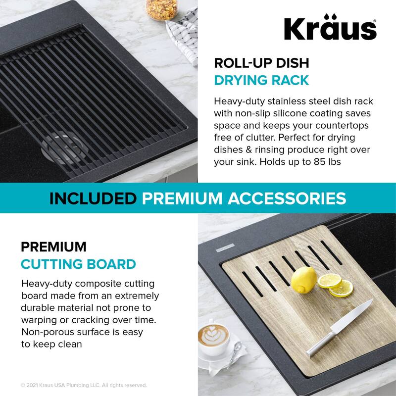 Kraus Bellucci 33" Drop In Single Basin Granite Composite Kitchen Sink
