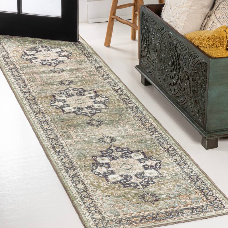 JONATHAN Y Marrakesh Ornate Medallion Machine Washable Area Rug
