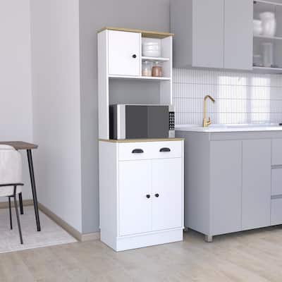 TUHOME Albany Kitchen Pantry with 2 Cabinets, 2 Open Shelves, and Drawer - N/A