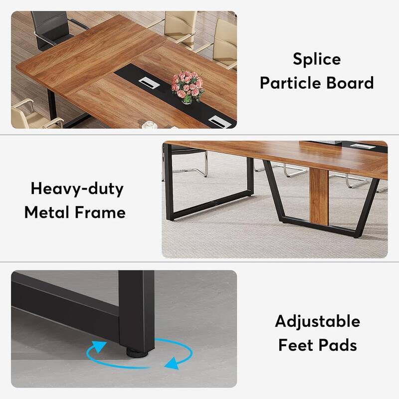 8FT Conference Table, Large Meeting Table for 10 People