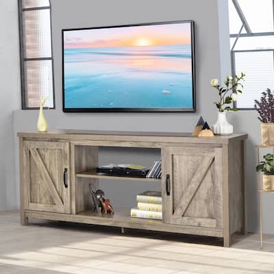 TV Stand Media Center 59" W/ Storage Cabinet for 65" TV Natural - 58 inches