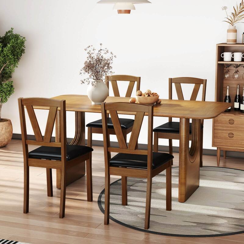 Costway Dining Chairs Set of 2/4 PU Leather Dining Room Chairs with