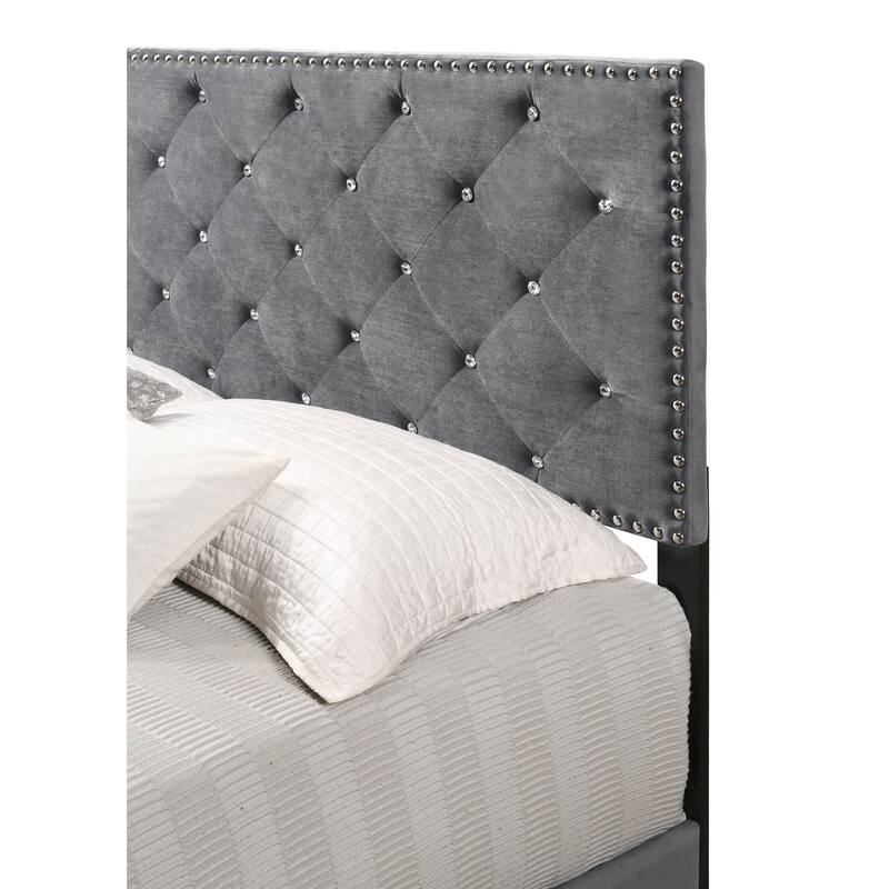 Queen Size Velvet Platform Bed with Sturdy Frame and Easy Assembly