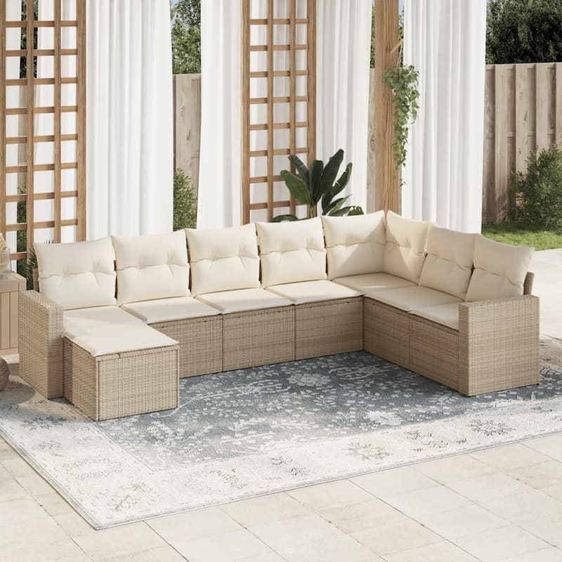 vidaXL Garden Sofa Set Beige, Cream White - 21.7 x 21.7 x 14.6