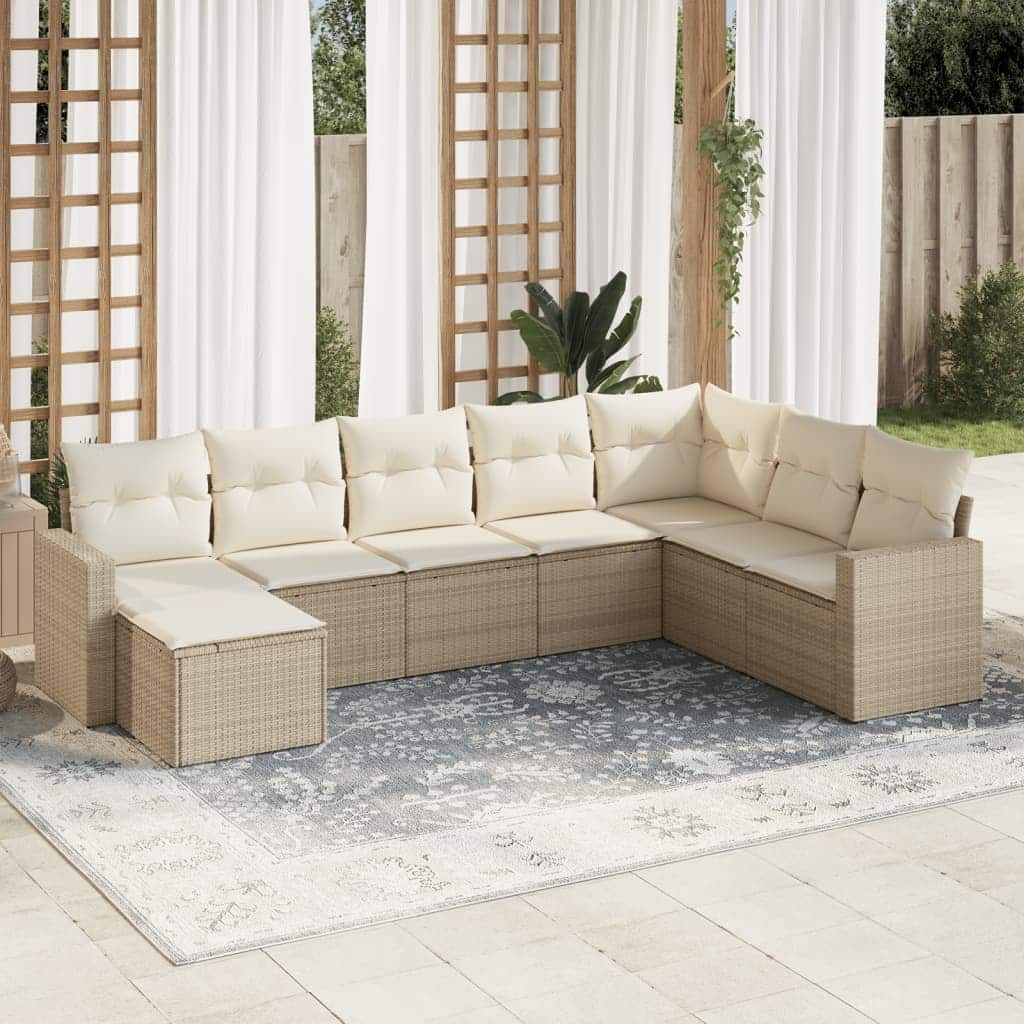 vidaXL Garden Sofa Set Beige, Cream White - 21.7 x 21.7 x 14.6
