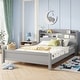 preview thumbnail 9 of 10, Full Pine Wood Platform Bed with Bookcase Headboard ,LED Motion Sensor Light, Guardrails