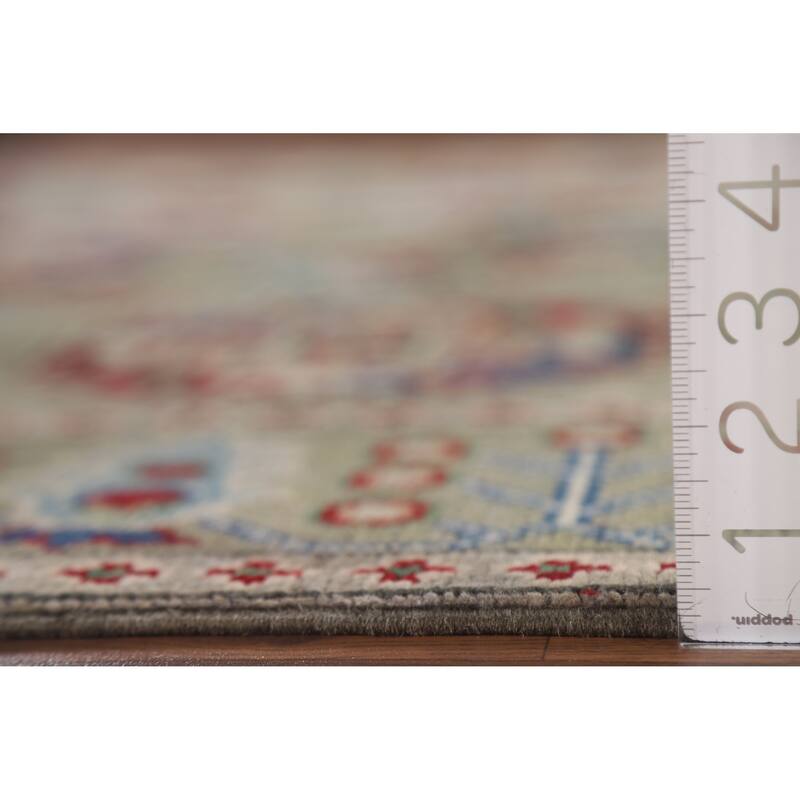 Hand Knotted Oriental 100% Wool Carpet Traditional All-Over Green Kazak Area Rug - 9' 10'' X 6' 7''