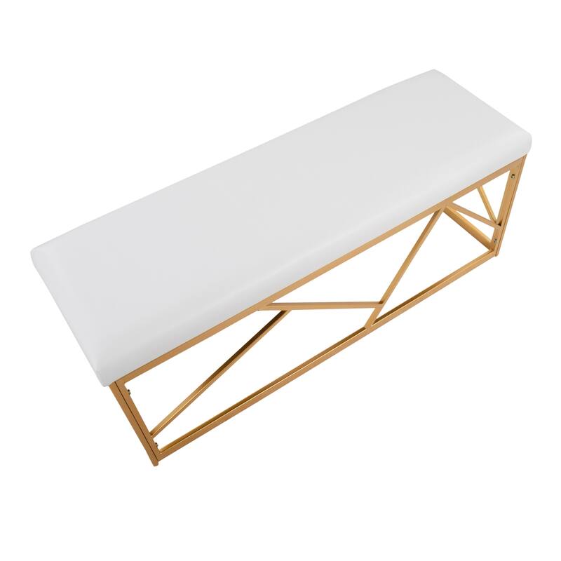 Silver Orchid Sala Glam Metal Upholstered Bench