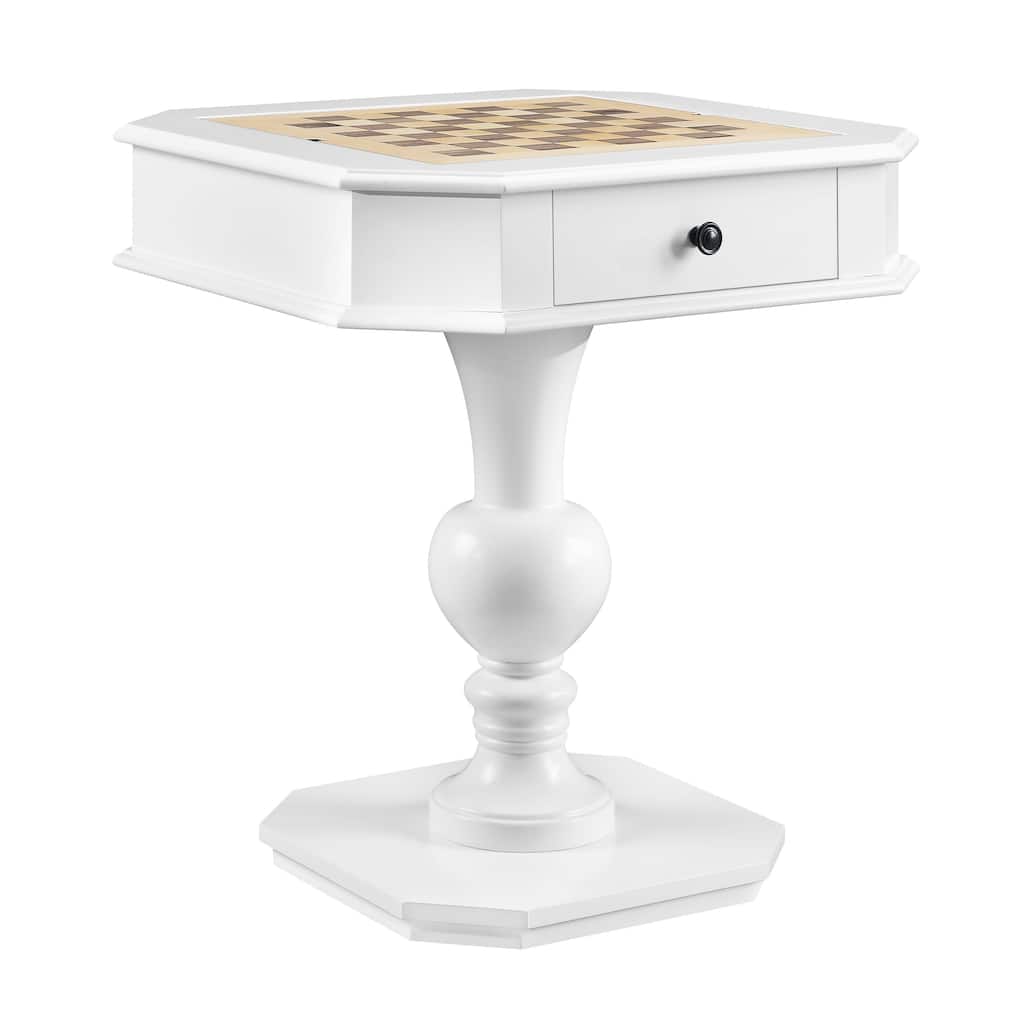 Galini White High Gloss Convertible Game Table with Storage - N/A