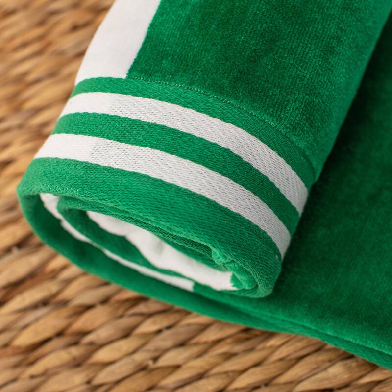 Superior Cabana Stripe Oversized Cotton Beach Towel (Set of 2)