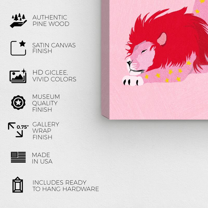 Wynwood Studio Canvas Animals My paw and stars Pink and Modern & Contemporary Wall Art Canvas Print