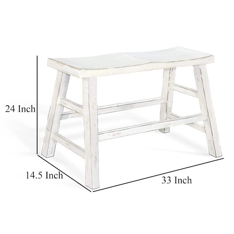 Rena Counter Height Bench | Trestle Legs with Footrests | 33" Wide White Sand Mahogany Wood