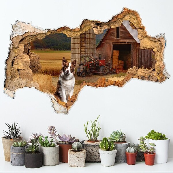 3D Wall Decal Dog Farm Nursery Decor Hole in the Wall Bed Bath