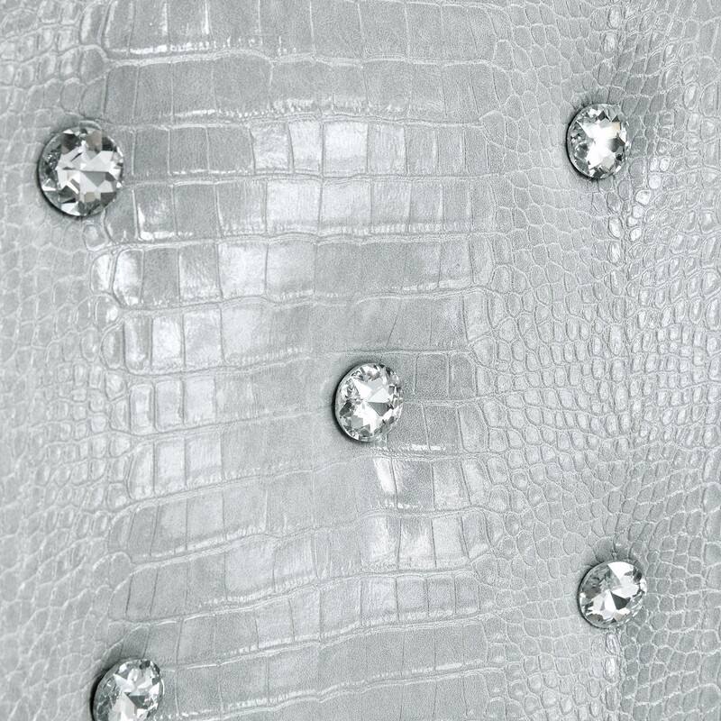 Set of 2 Retro Alligator Skin Upholstered Dining Chairs with Crystal Buckle Design & Faux Leather