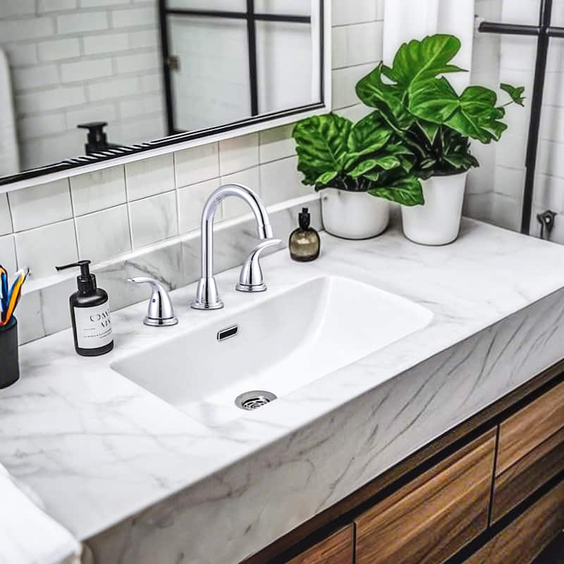 WOWOW 8 in. Widespread Double Handle Bathroom Faucet