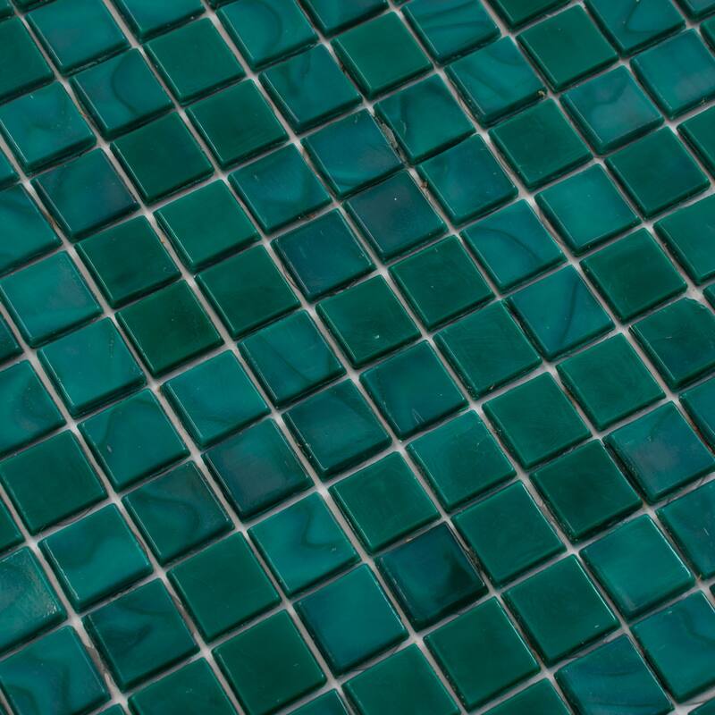 Apollo tile 12" x 12" Skosh Glossy Dark Green Glass Tile (18.69 sq ft/case) - 20 Pack