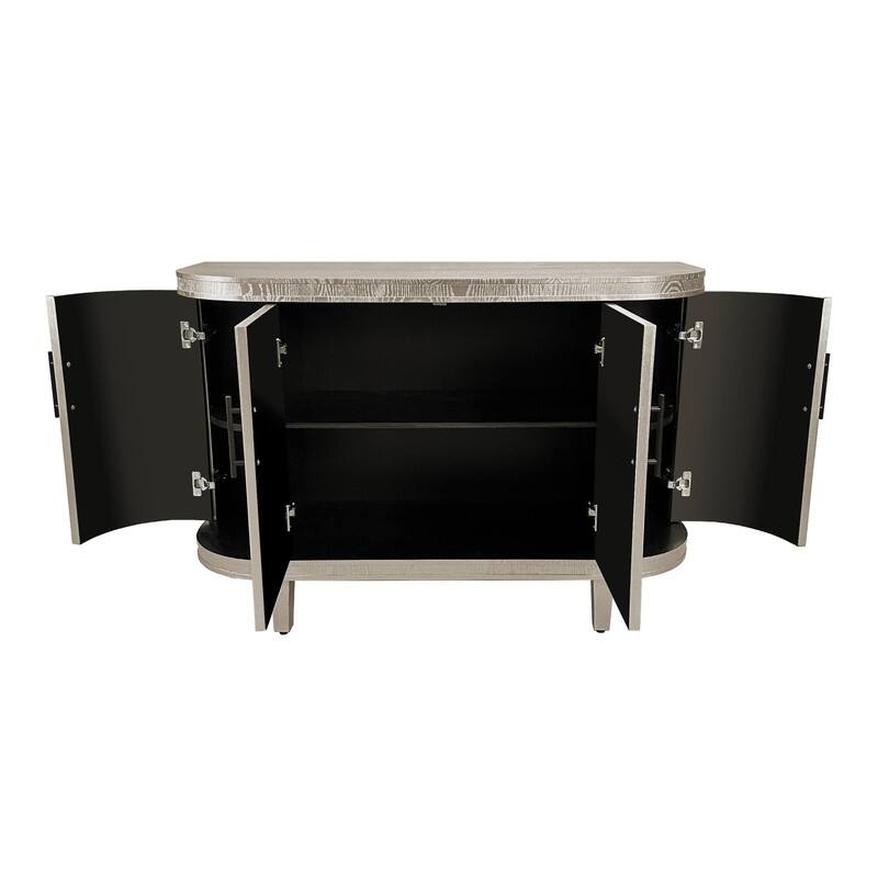 47.24" Modern Curved Sideboard Wooden Storage Cabinet with Adjustable Shelves for Home Organization
