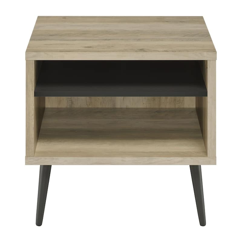 Devora Antique Pine End Table with Shelf