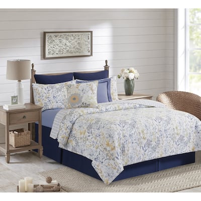 Freesia Spring Floral Cotton Quilt Set - Reversible and Machine Washable