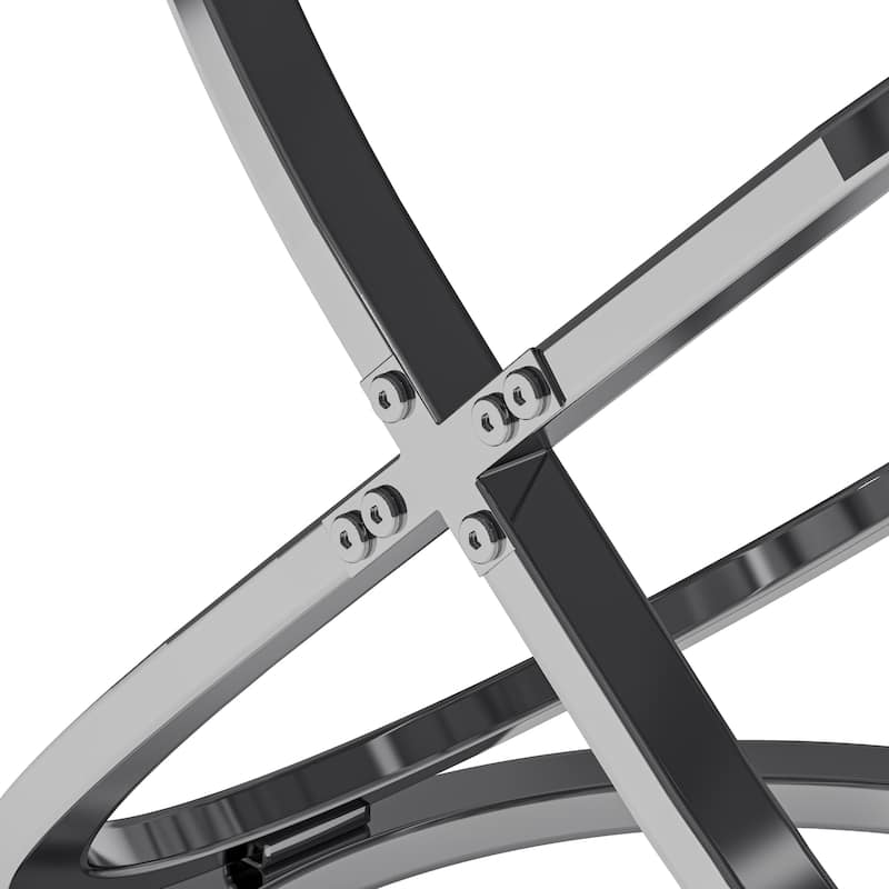 31.50" Modern Rectangle Glass Coffee Table with Ring-Shaped Frames