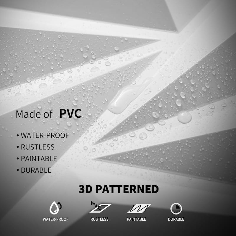 Art3d 20pcs 11.8"x11.8" PVC 3D Wall Panel Ceiling Tiles White or Black