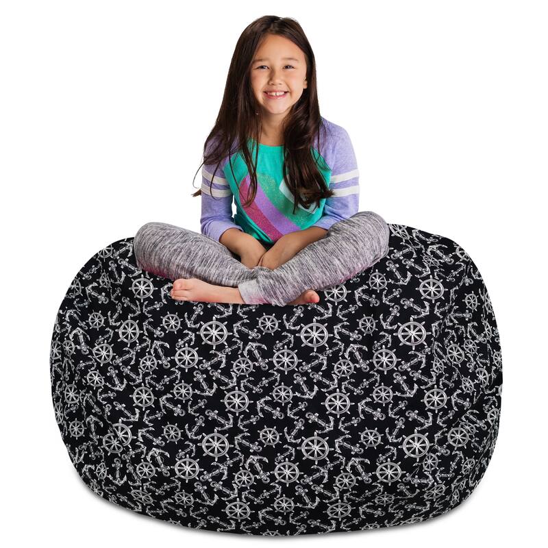 Kids Bean Bag Chair Cover Stuffed Animal Storage or Toy Organizer