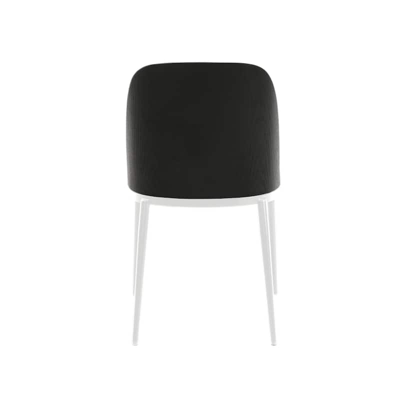 LeisureMod Tule Dining Chair with Upholstered Seat and White Steel Frame, Set of 2