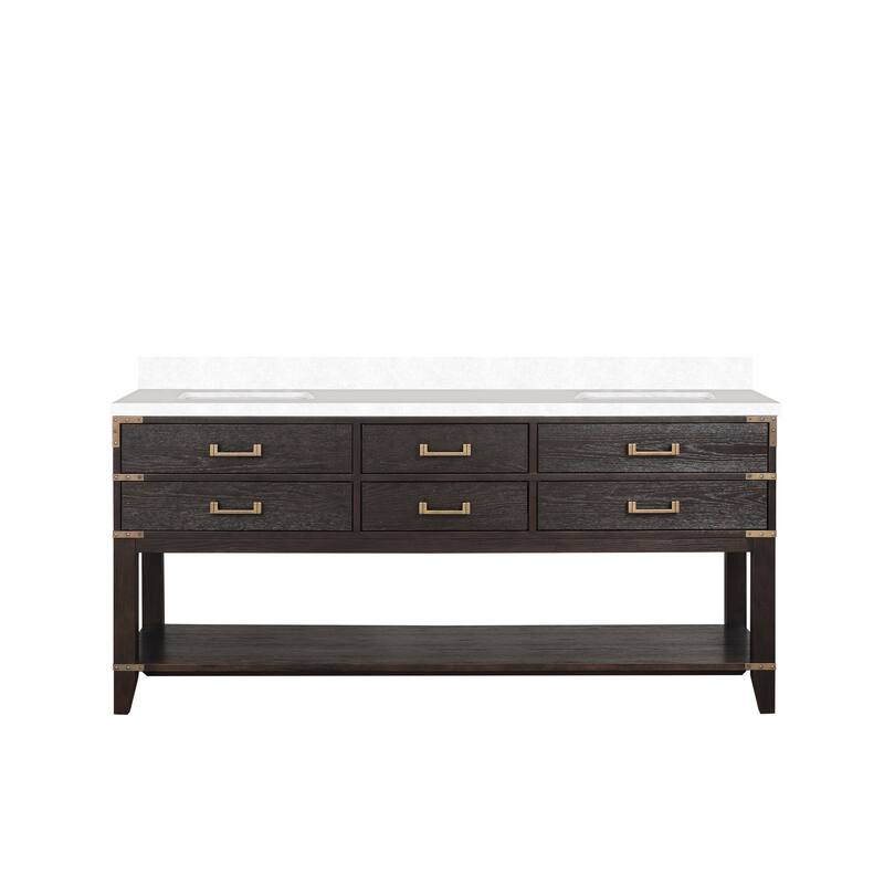 Norwalk 60 in W x 22 in D Black Oak Double Bath Vanity and Cultured Marble Top