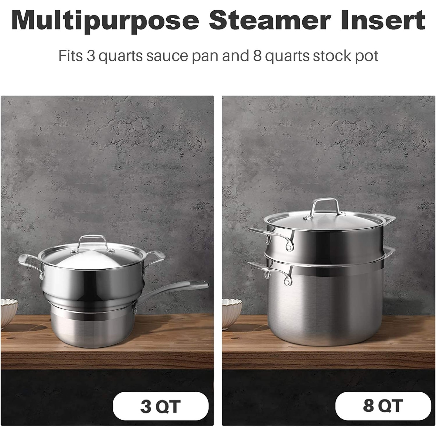 Tri-Ply Stainless Steel Sauce Pan with Lid, 3-Quart Saucepan Sauce Pot  Multipurp