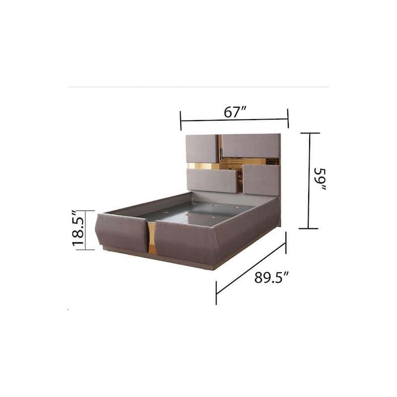 Lorenzo Modern Style Tufted Upholstery Queen/King Bed made with Wood & Mirror Accent