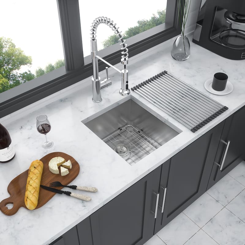 Undermount 16 Gauge Single Bowl Stainless Steel Kitchen Sink in Brushed Nickel