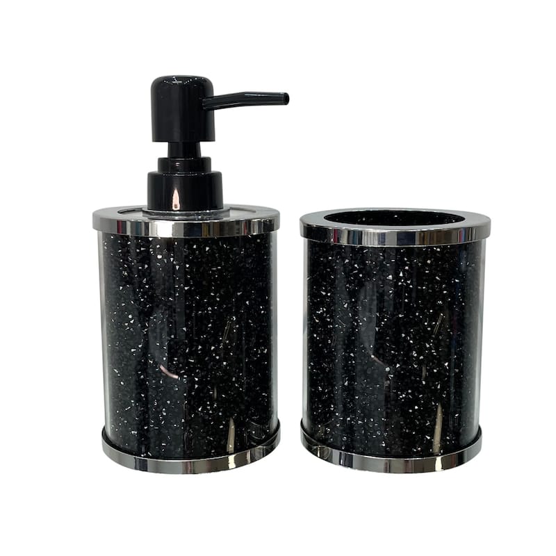Ambrose Exquisite 2 Piece Soap Dispenser and Toothbrush Holder in Gift Box - Black