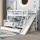 preview thumbnail 1 of 7, White Twin Over Full Pine Bunk Bed with Drawers, Slide, Shelves, Convertible
