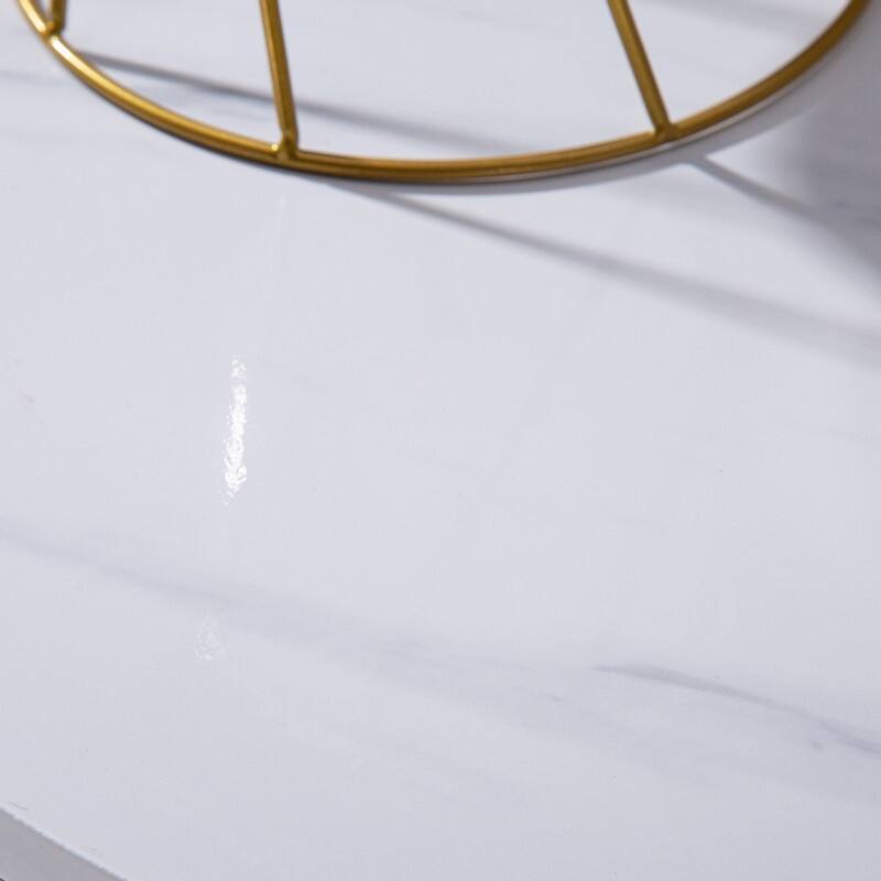 Simple Living Room Round Side Table End Table Marble White