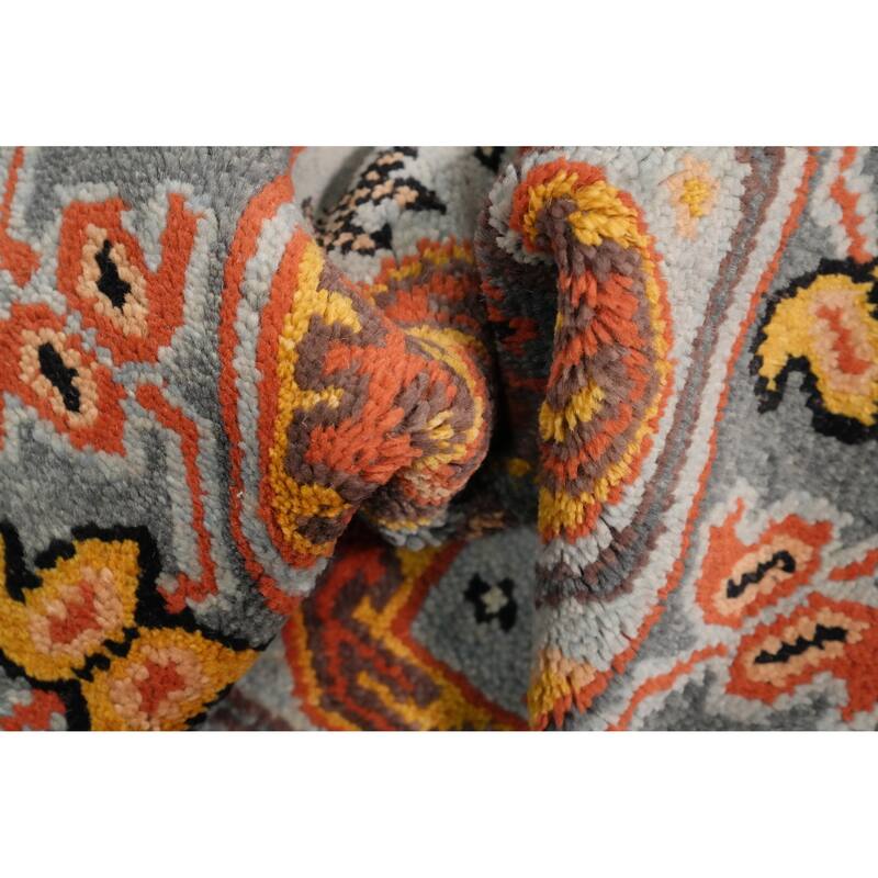 Hand Knotted Oriental 100% Wool Carpet Traditional Geometric Navy Blue & Blues Kazak Runner Rug - 10' 0'' X 2' 7''