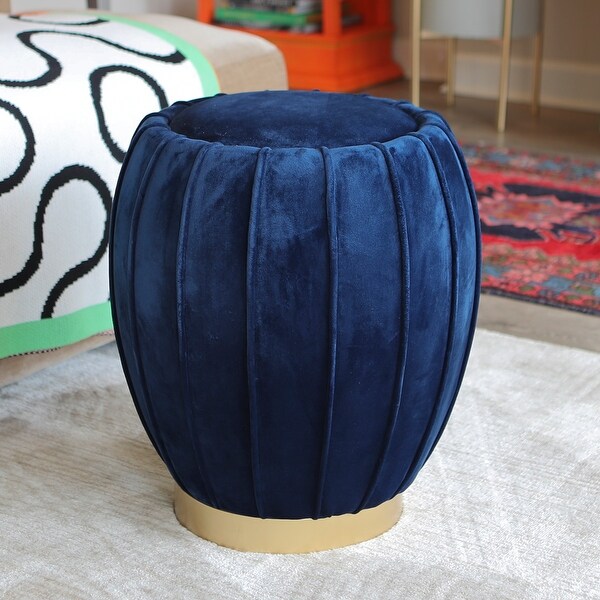 Fiona Upholstered Pleated Velvet Ottoman. Opens flyout.