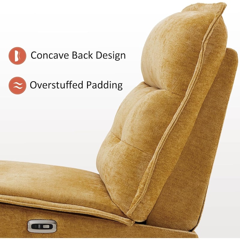 MCombo Armless Power Recliner Chair with USB Ports, 3.5" Wall Clearance Electric Reclining Sofa Chair for Living Room, ALR01