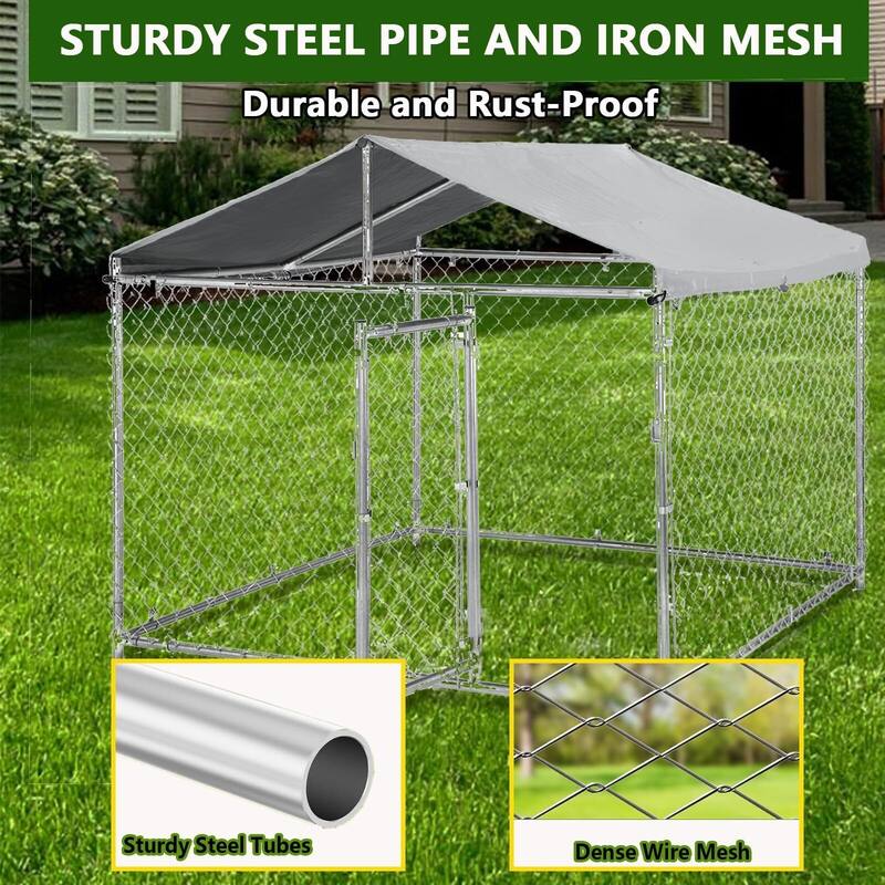 79" Outdoor Dog Kennel for Large Dog, Lockable Door, UV-Resistant Cover