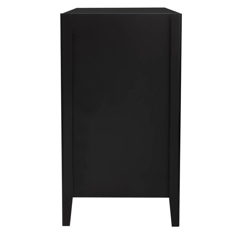 Stylish 3-Door Sideboard Buffet Cabinet with Vertical Pattern & Metal Handles for Hallway & Living Room