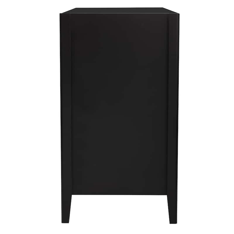 Vertical Pattern Three-Door Cabinet with Metal Handles and Pine Legs - 48" Wide
