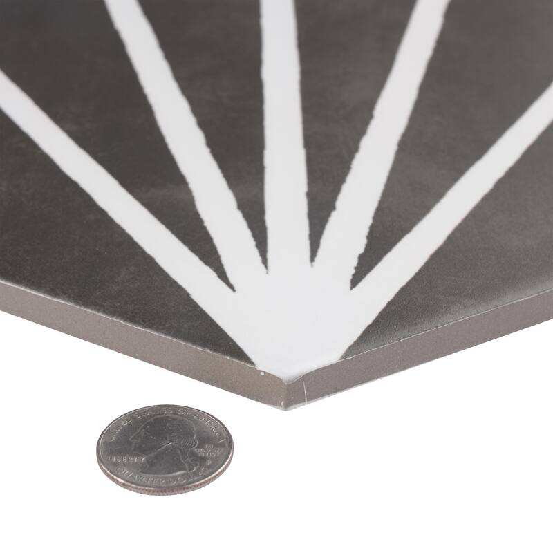 Merola Tile Horizon Dusk Hex Nero 7-3/4" x 9" Porcelain Floor and Wall Tile