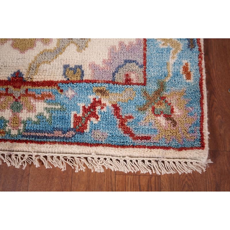 Ivory Oushak Indian Accent Rug Hand-Knotted Wool Carpet - 2'6"x 5'9"