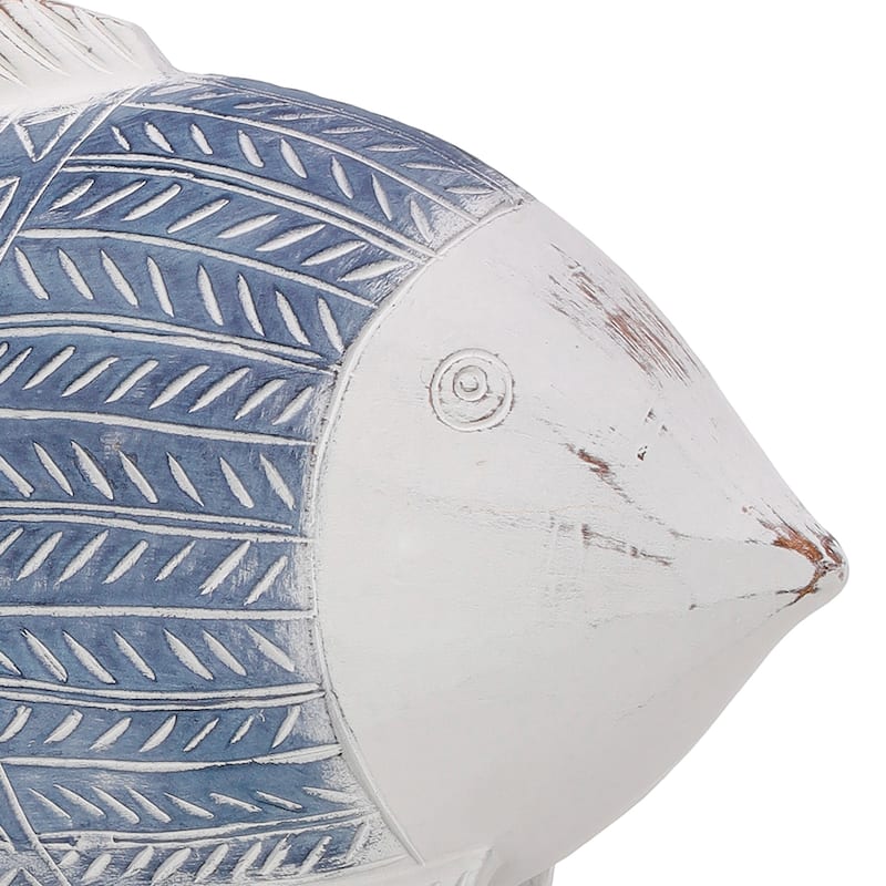 Resin And Metal 'Carved' Fish On Pedestal 9.25" - 9.25